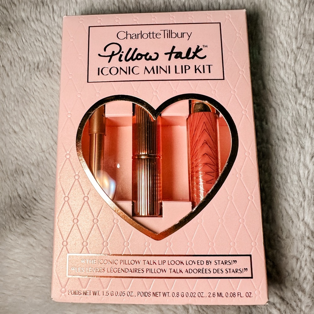 Charlotte Tilbury Pillow Talk Iconic Mini Lip Kit Liner Lipstick Collagen Gloss